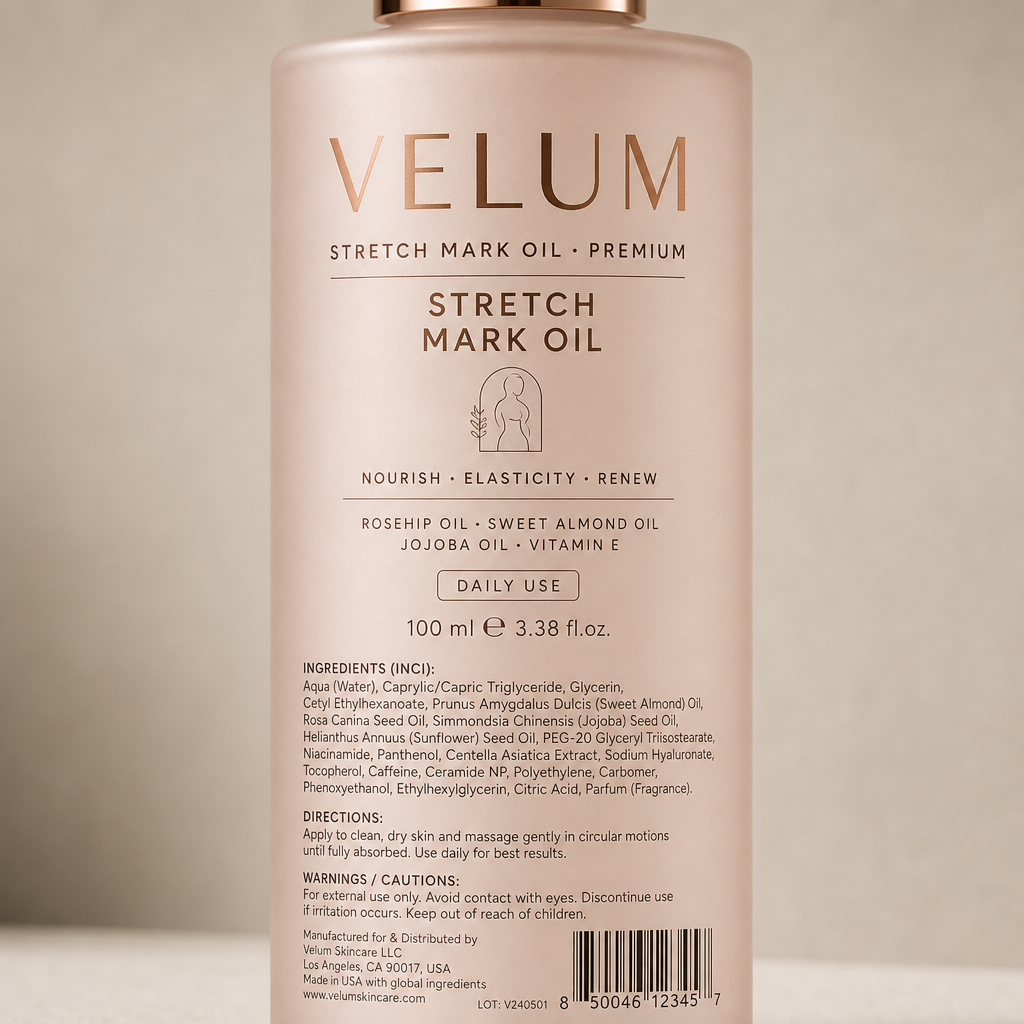 Stretch Mark Oil - Label detail view