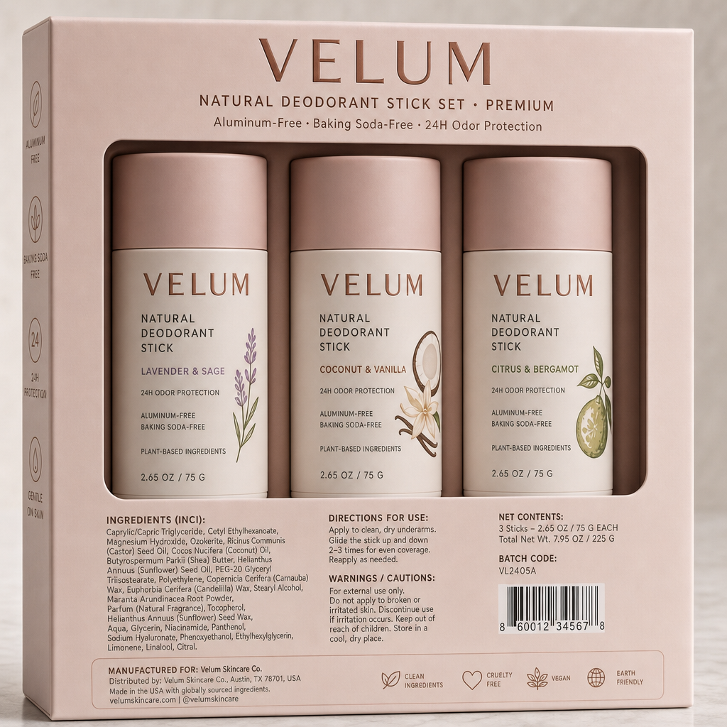 Natural Deodorant Stick Set - Label detail view